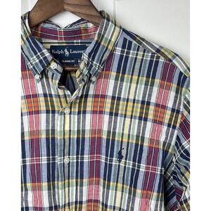 Ralph Lauren Shirt‎ Mens Large Multicolor Plaid Classic Fit Button Down Cotton
